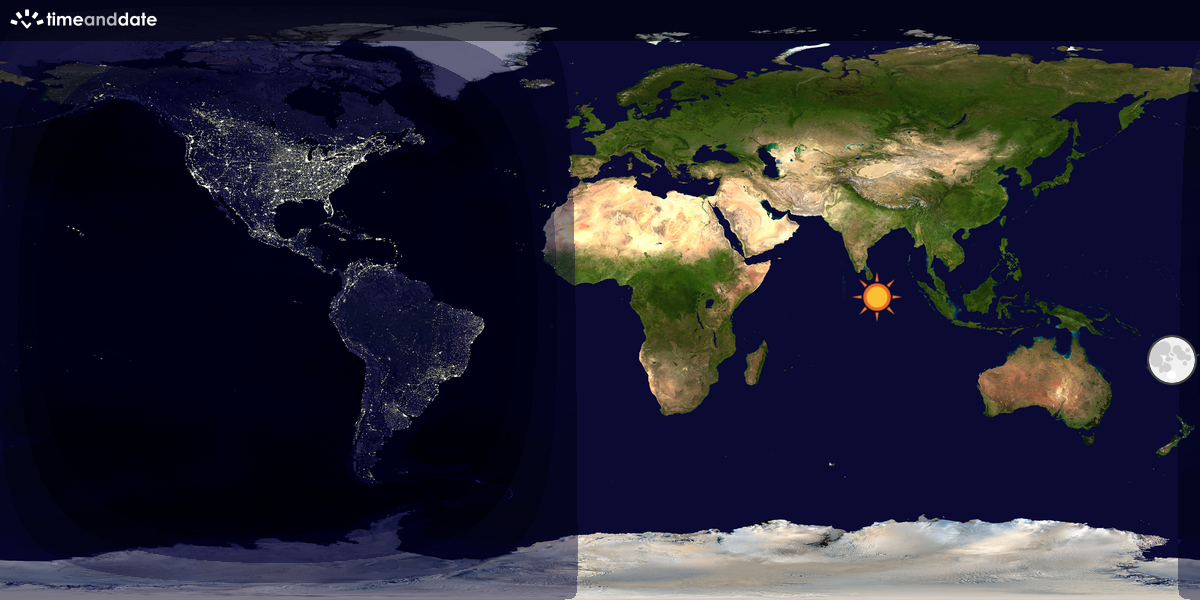 Verdenskart som viser dag og natt 