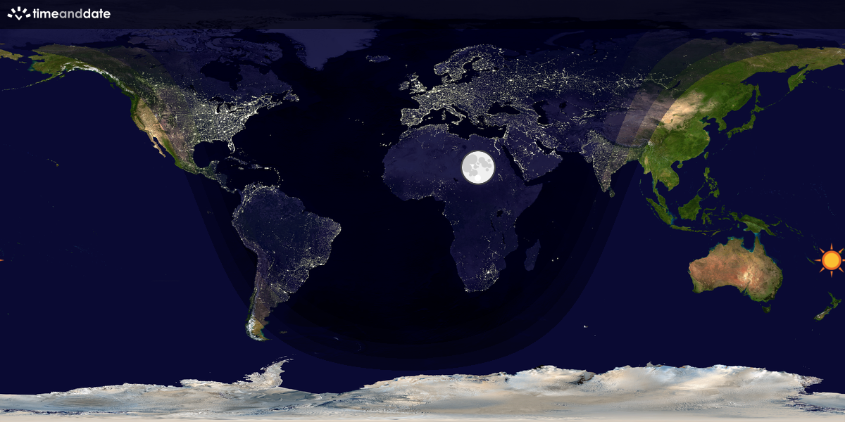 Verdenskart som viser dag og natt 