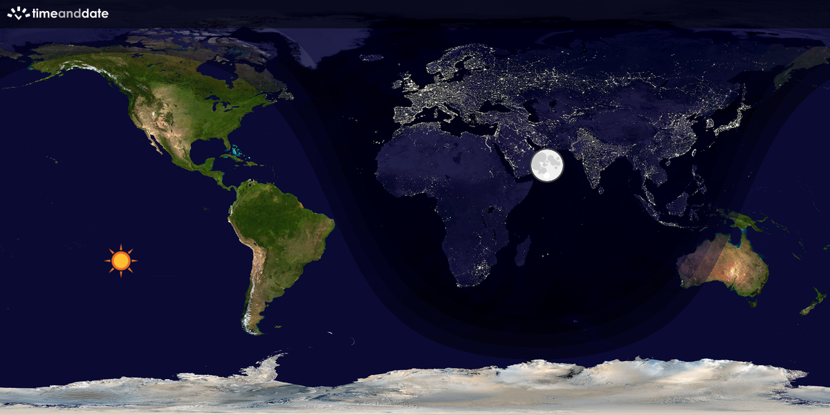 Verdenskart som viser dag og natt 