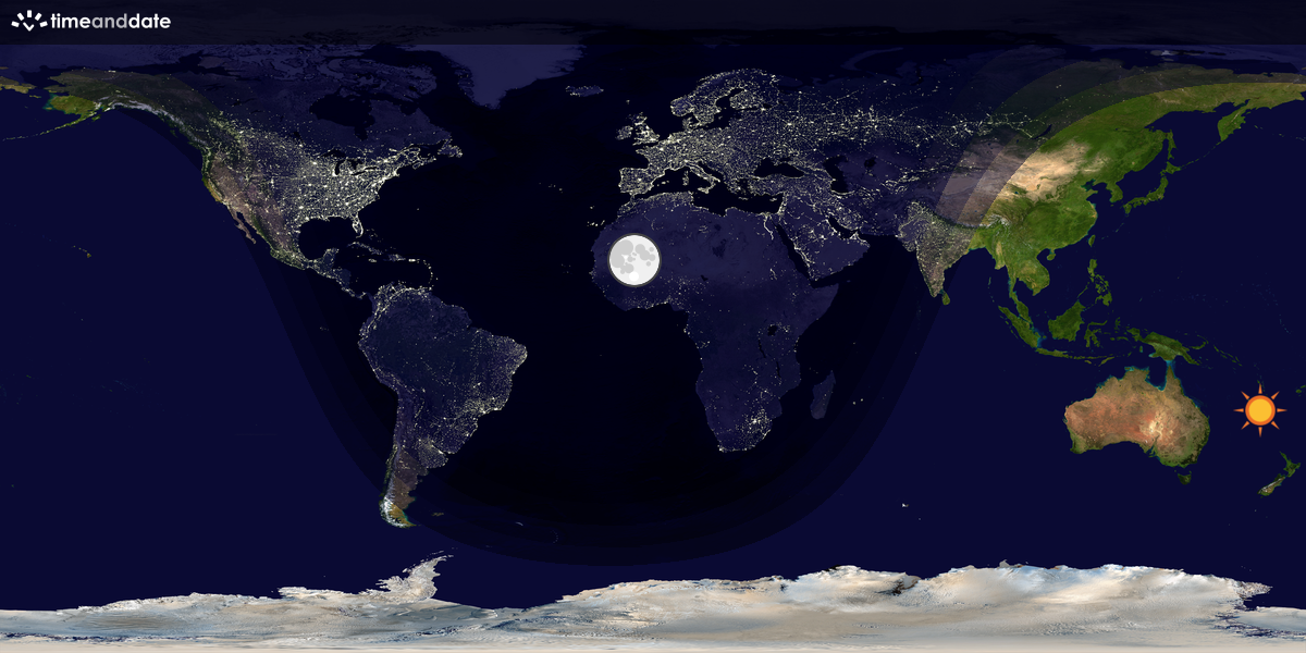 Verdenskart som viser dag og natt 
