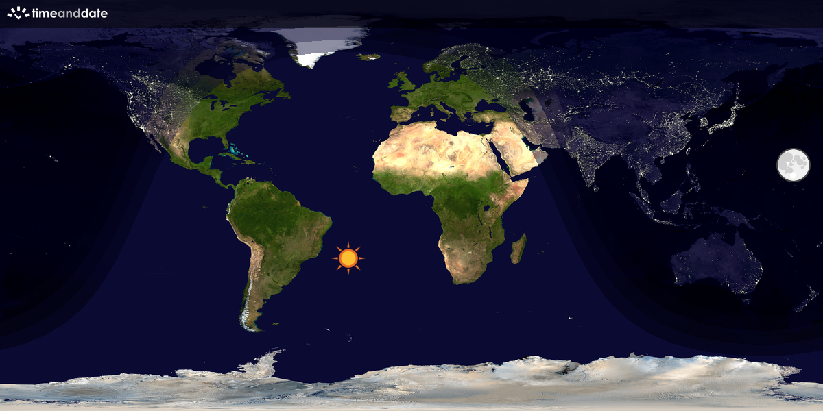 Verdenskart som viser dag og natt 