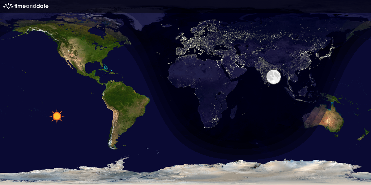 Verdenskart som viser dag og natt 