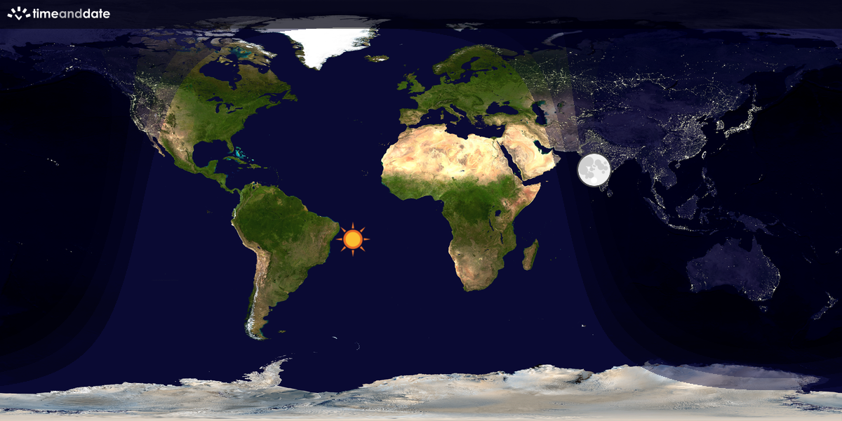 Verdenskart som viser dag og natt 