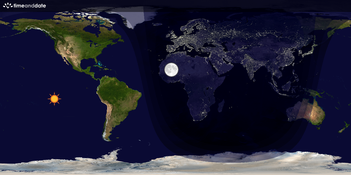 Verdenskart som viser dag og natt 