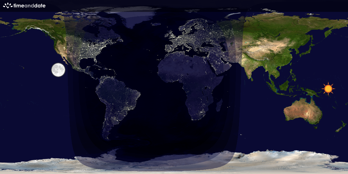 Verdenskart som viser dag og natt 