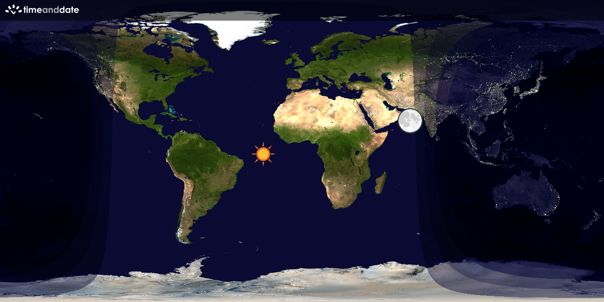 Verdenskart som viser dag og natt 