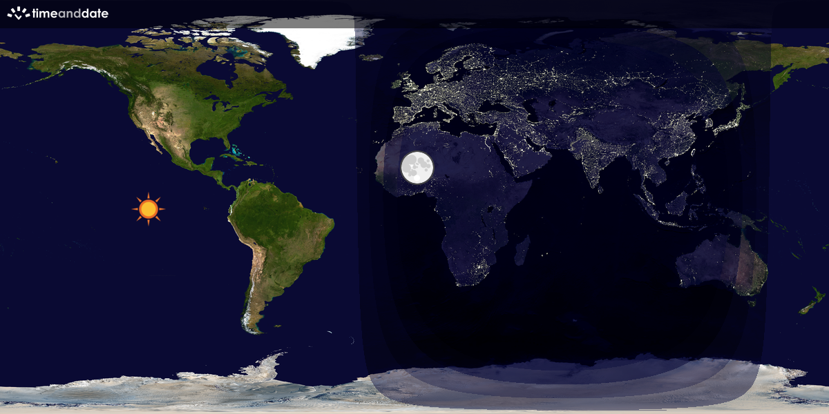 Verdenskart som viser dag og natt 