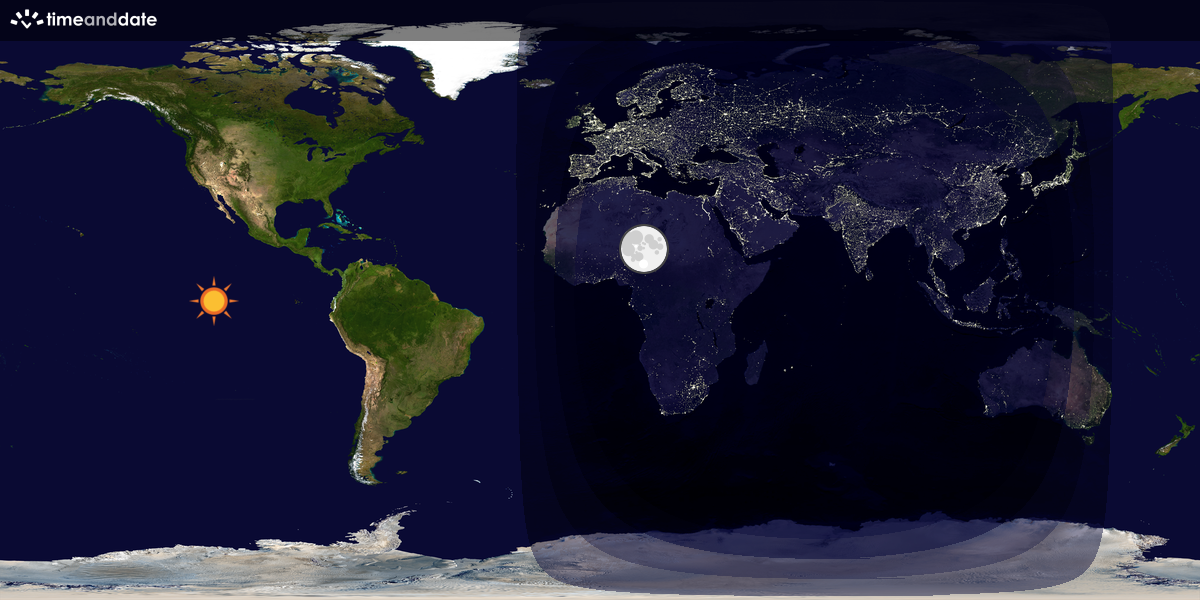 Verdenskart som viser dag og natt 
