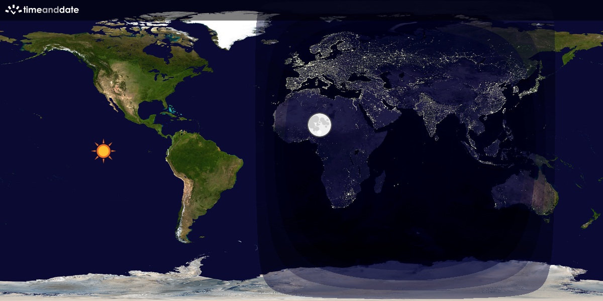 Verdenskart som viser dag og natt 