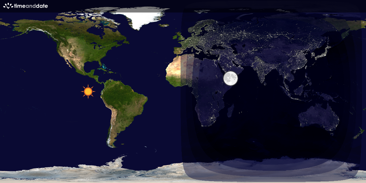 Verdenskart som viser dag og natt 