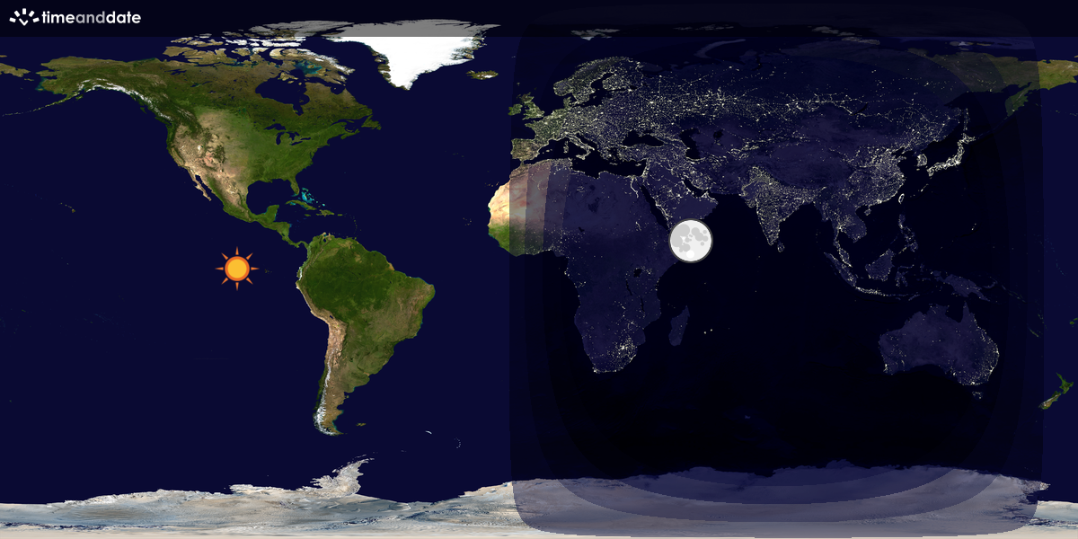 Verdenskart som viser dag og natt 