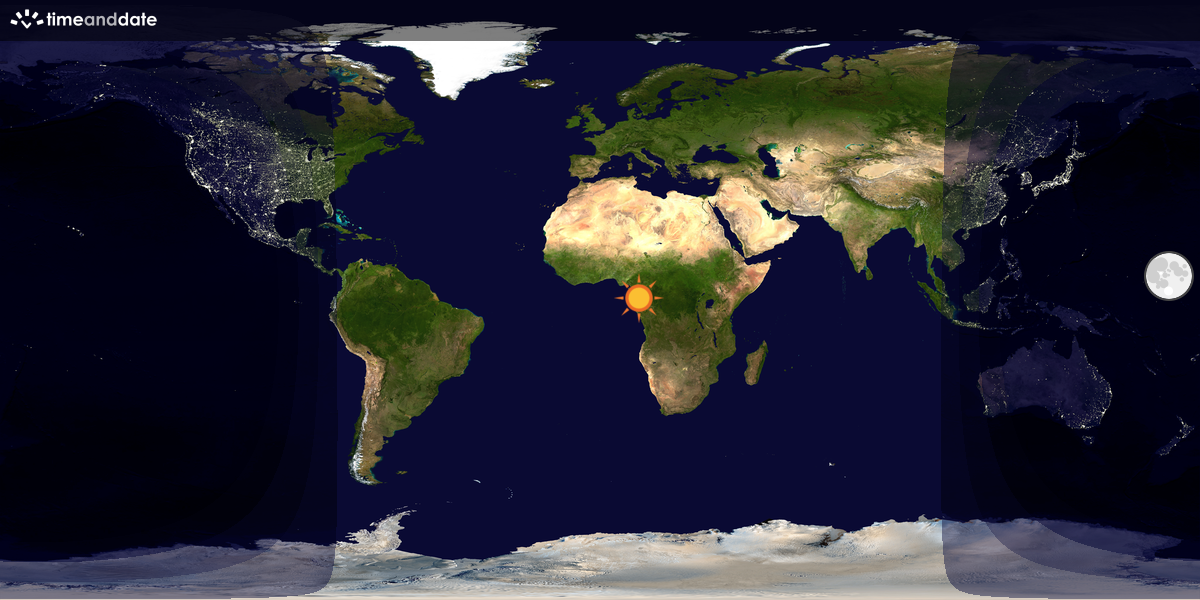 Verdenskart som viser dag og natt 
