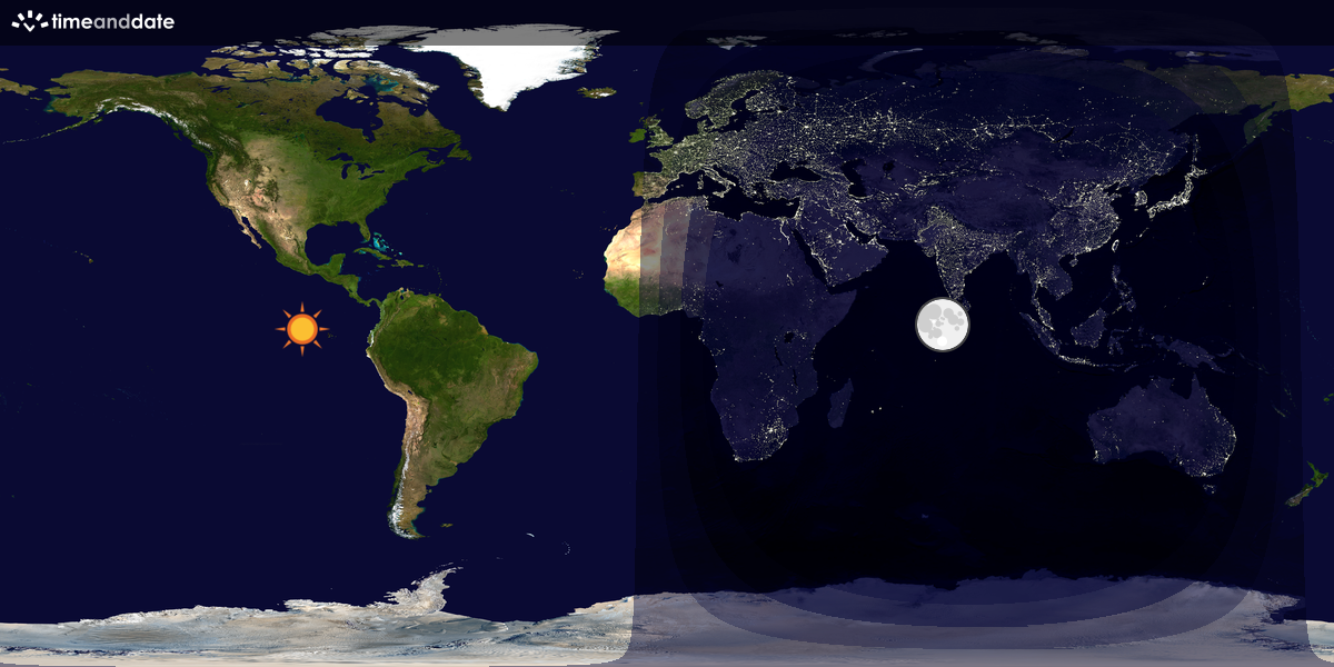 Verdenskart som viser dag og natt 
