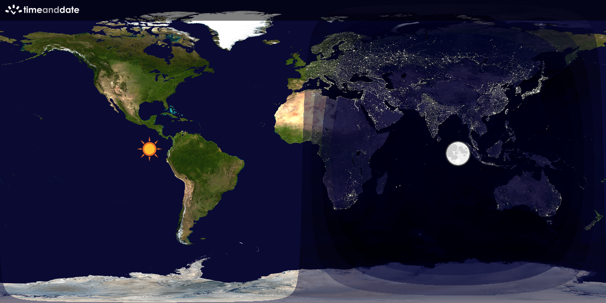 Verdenskart som viser dag og natt 