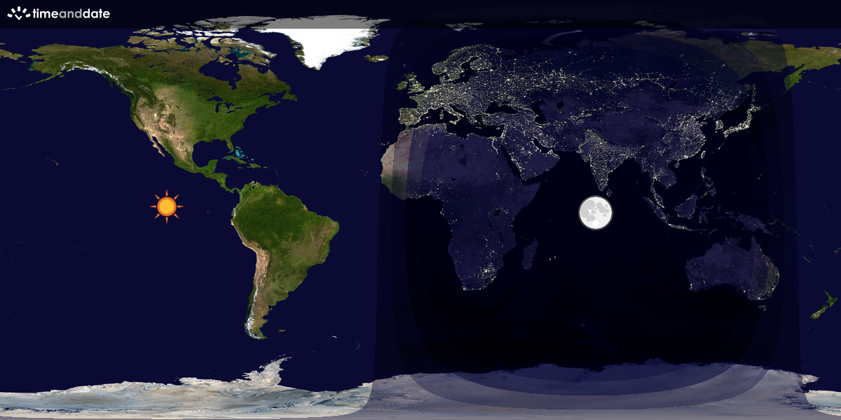 Verdenskart som viser dag og natt 