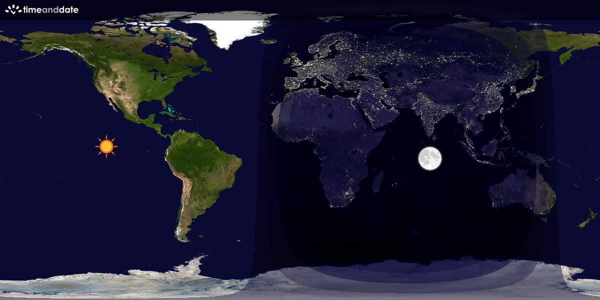 Verdenskart som viser dag og natt 