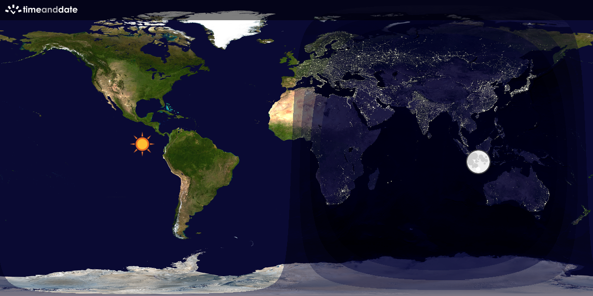 Verdenskart som viser dag og natt 