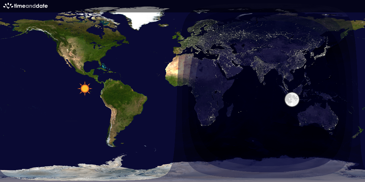 Verdenskart som viser dag og natt 