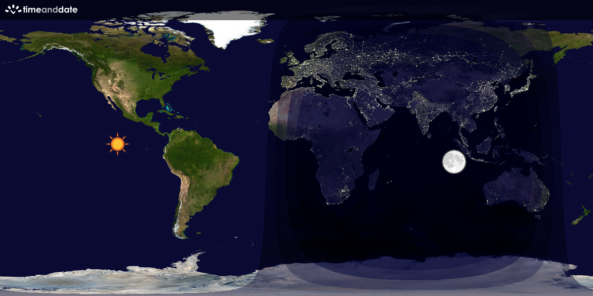 Verdenskart som viser dag og natt 