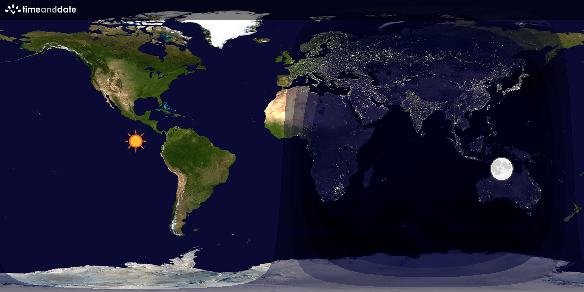 Verdenskart som viser dag og natt 