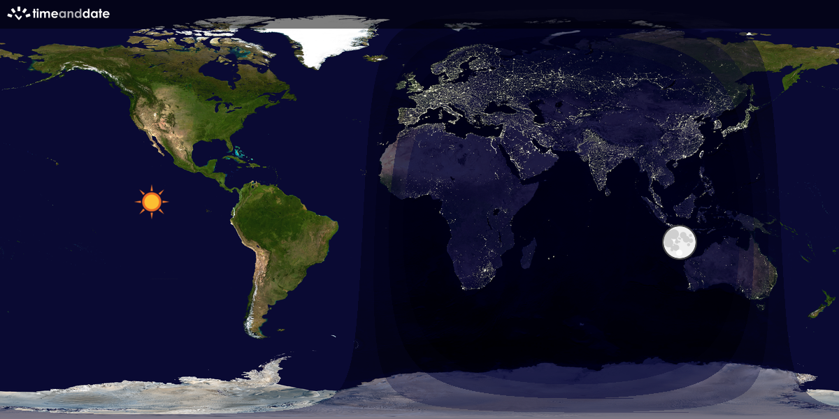 Verdenskart som viser dag og natt 
