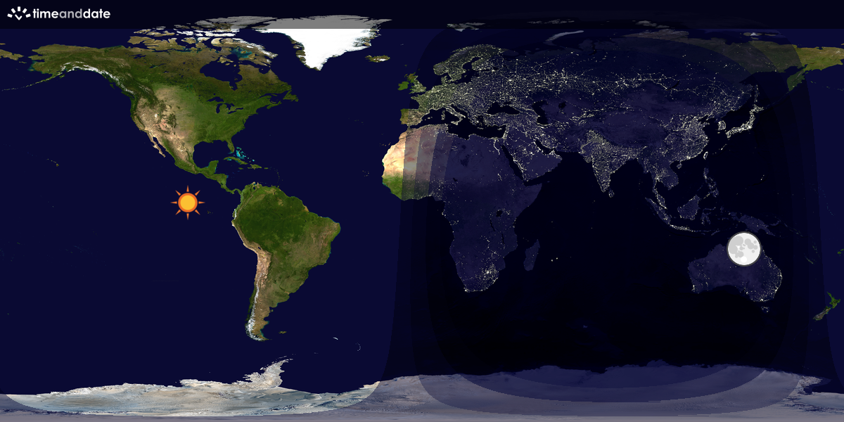Verdenskart som viser dag og natt 