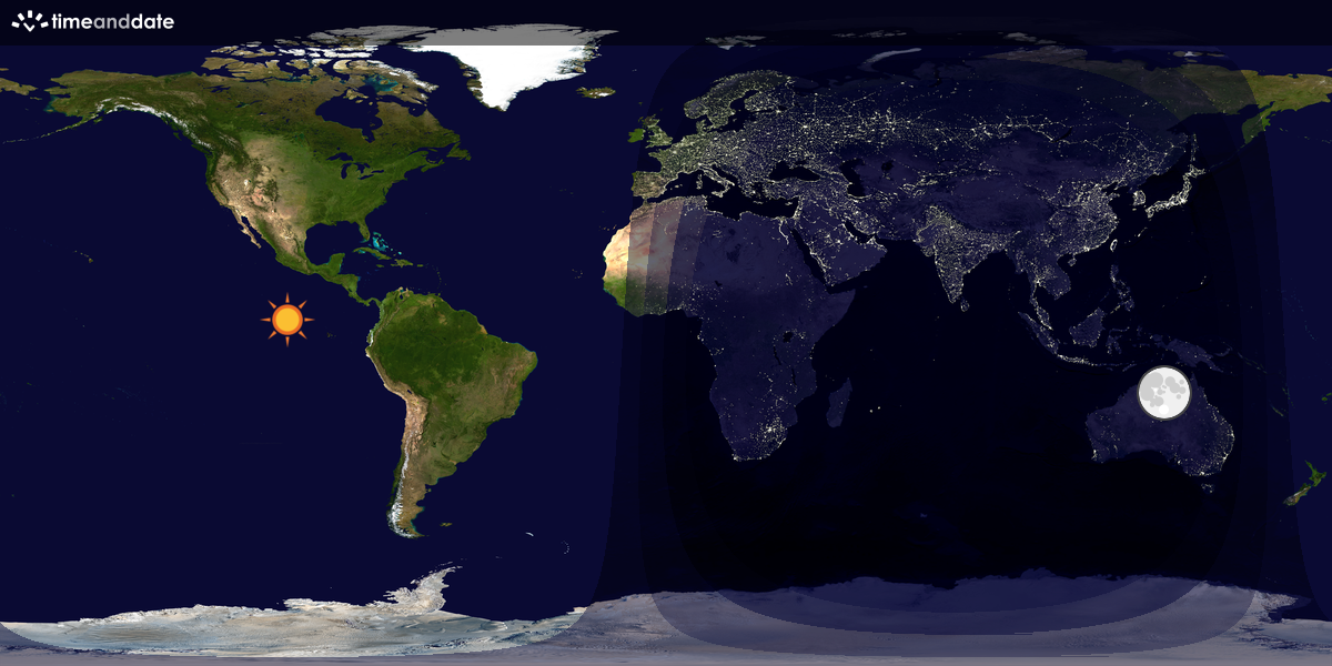 Verdenskart som viser dag og natt 