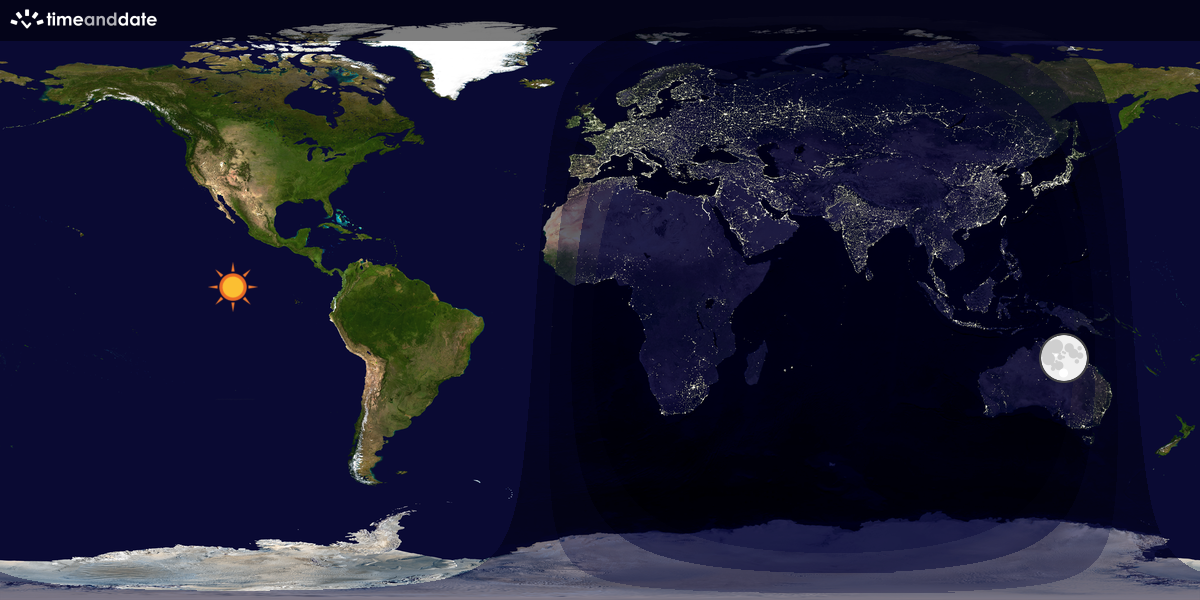Verdenskart som viser dag og natt 