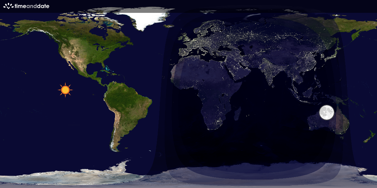 Verdenskart som viser dag og natt 