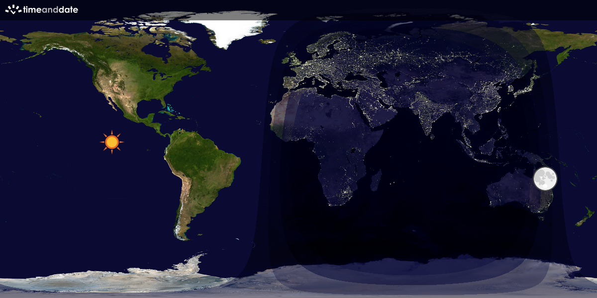 Verdenskart som viser dag og natt 
