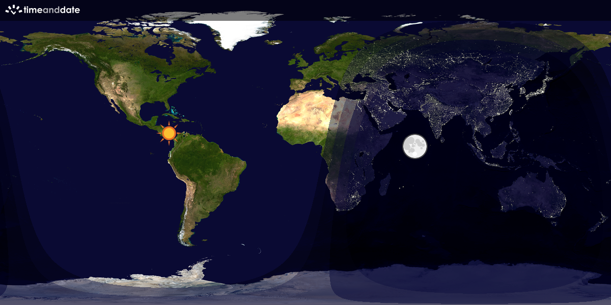 Verdenskart som viser dag og natt 