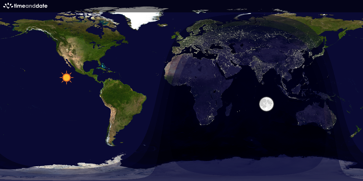 Verdenskart som viser dag og natt 