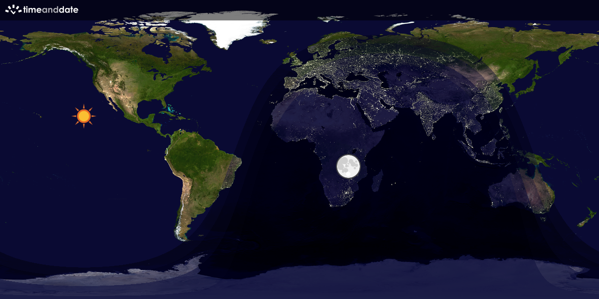 Verdenskart som viser dag og natt 