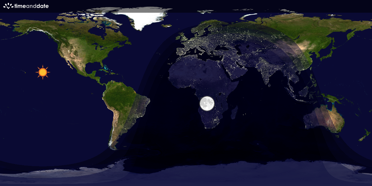 Verdenskart som viser dag og natt 