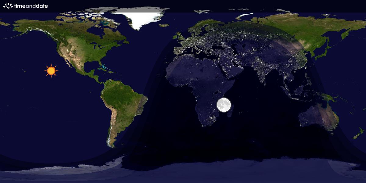 Verdenskart som viser dag og natt 