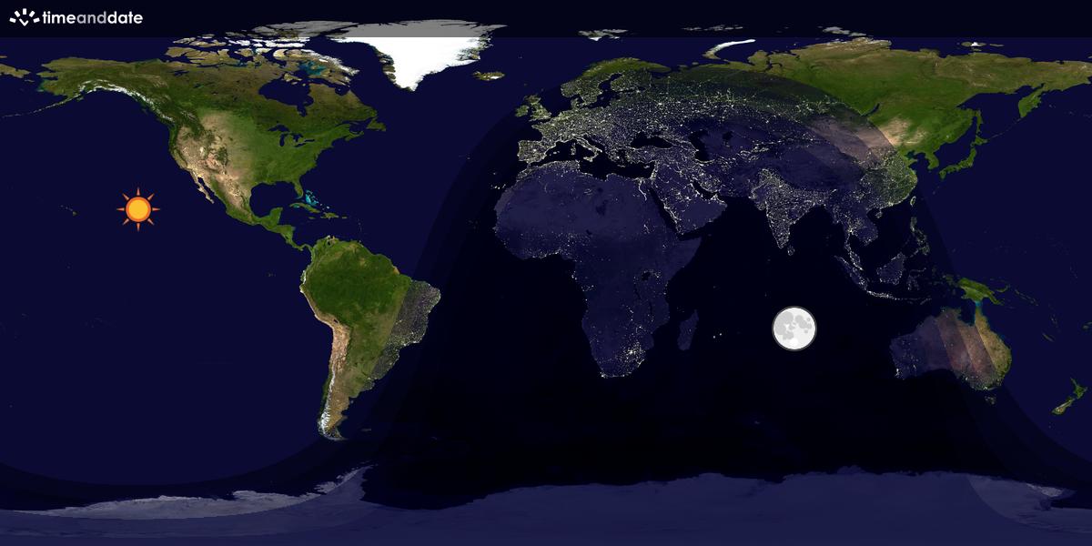 Verdenskart som viser dag og natt 