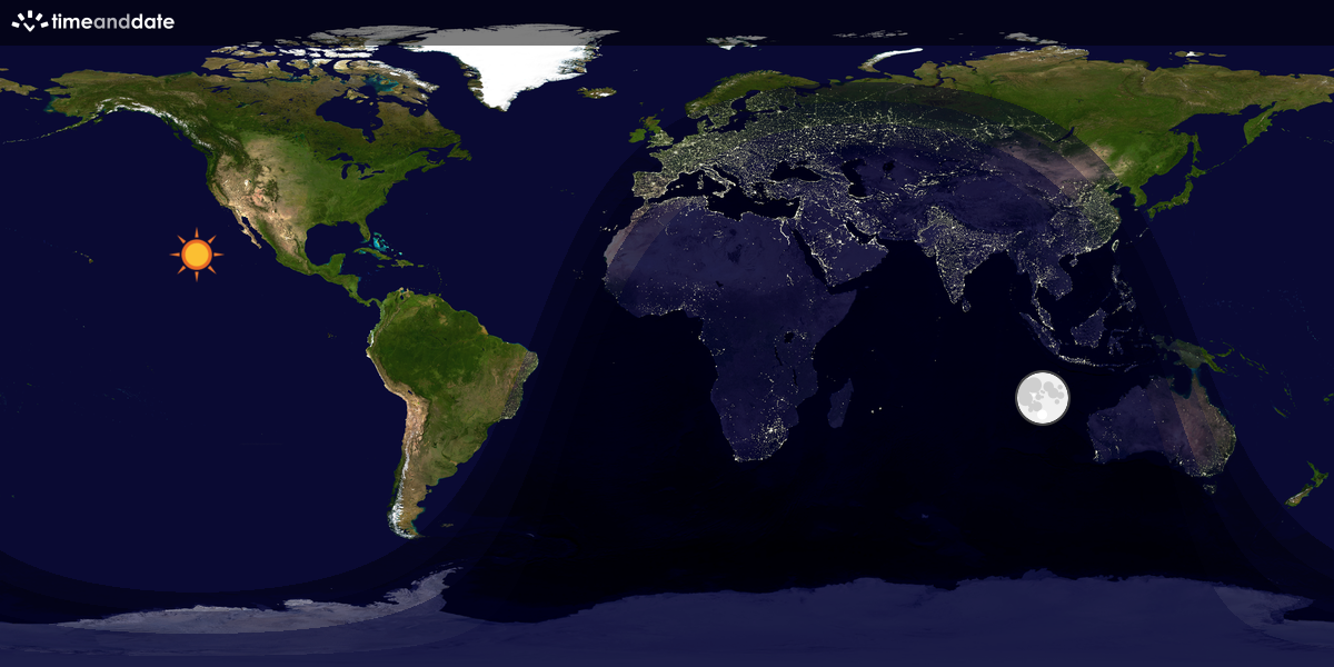 Verdenskart som viser dag og natt 