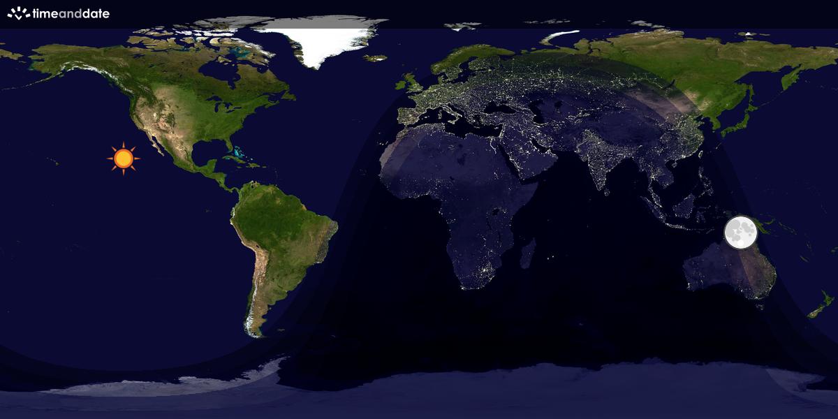 Verdenskart som viser dag og natt 