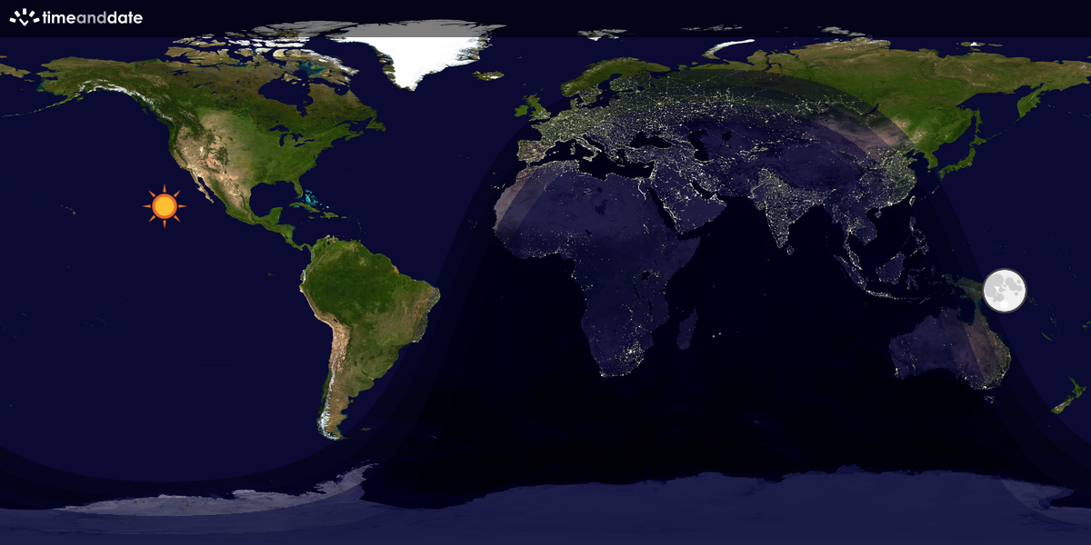 Verdenskart som viser dag og natt 