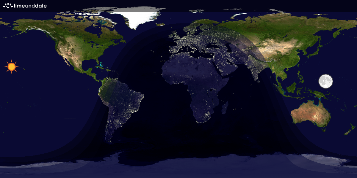 Verdenskart som viser dag og natt 