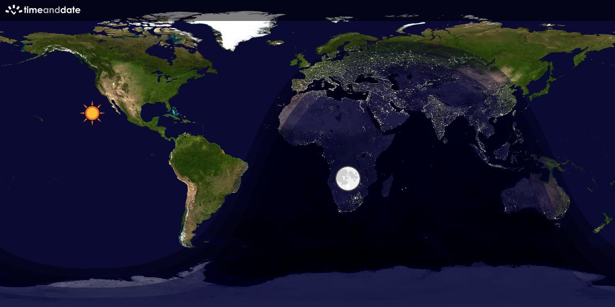 Verdenskart som viser dag og natt 