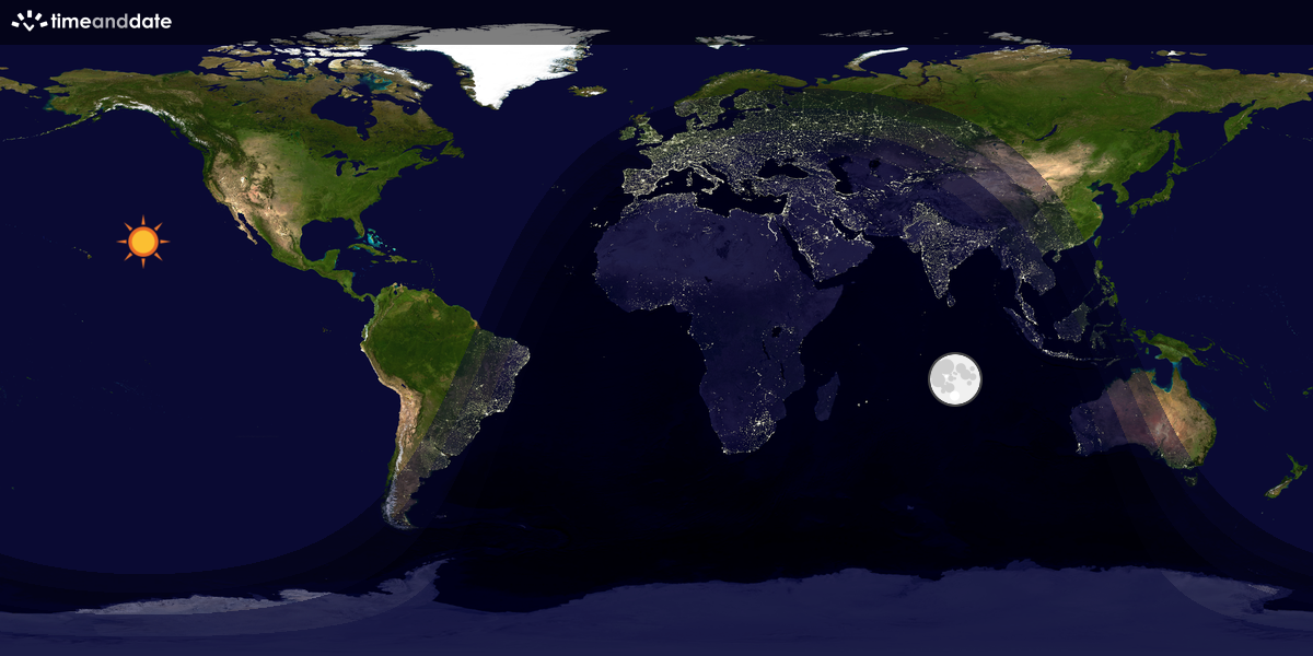 Verdenskart som viser dag og natt 
