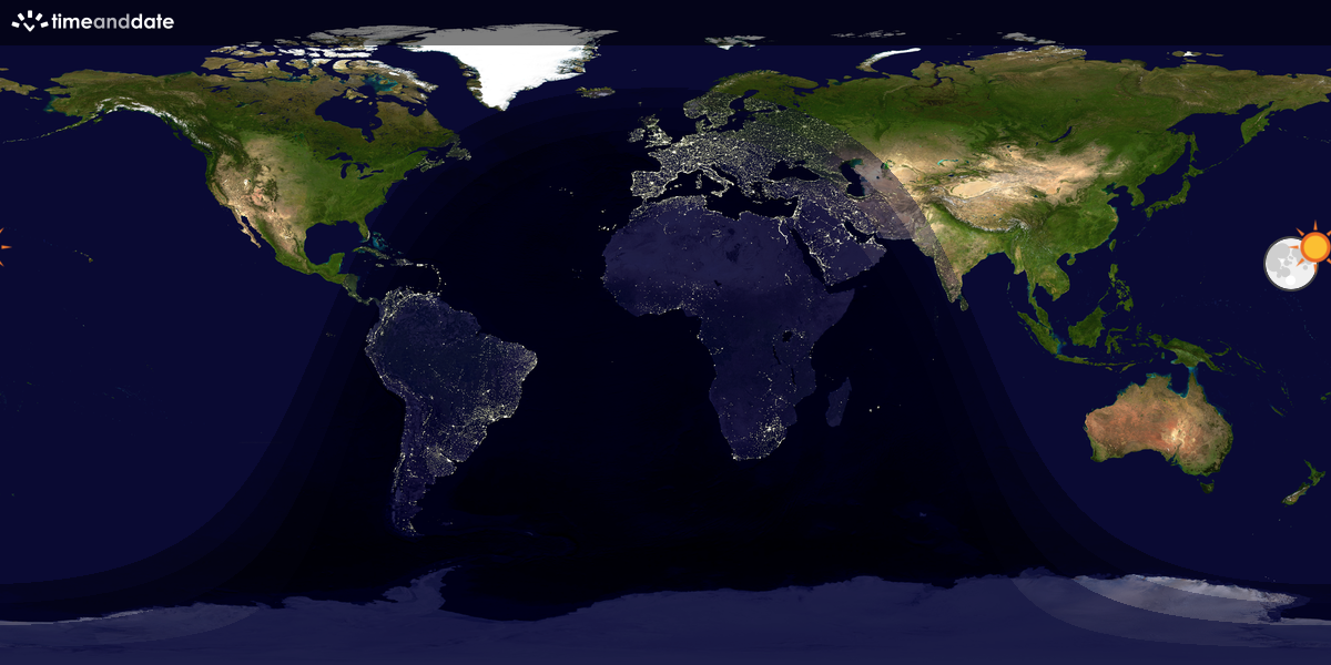 Verdenskart som viser dag og natt 