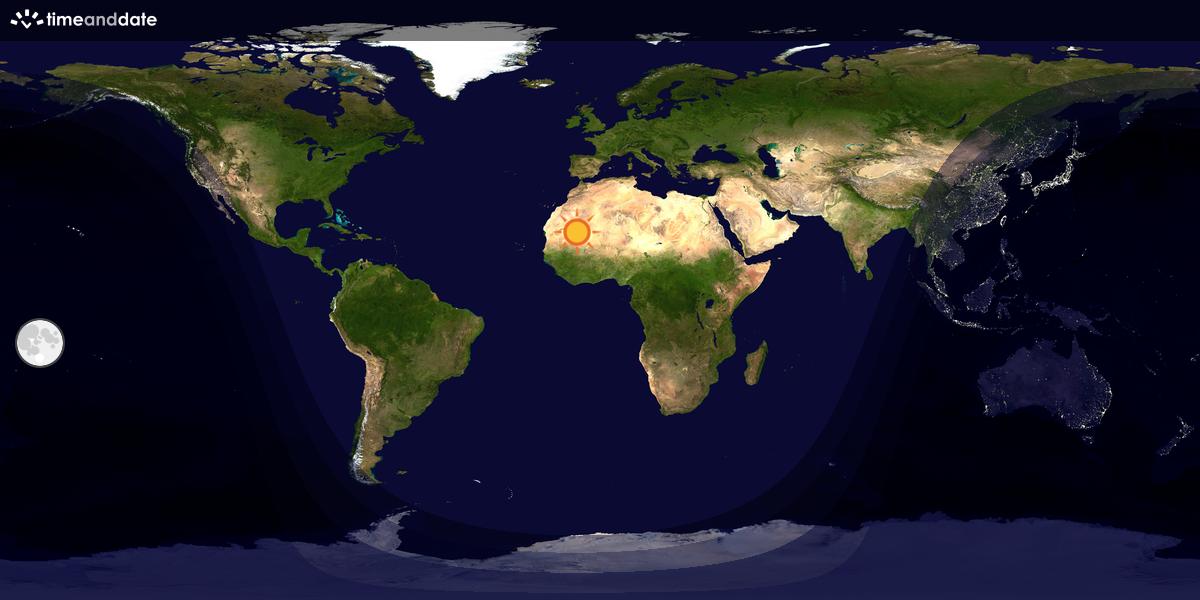 Verdenskart som viser dag og natt 