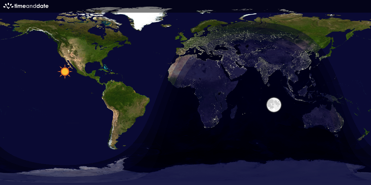 Verdenskart som viser dag og natt 