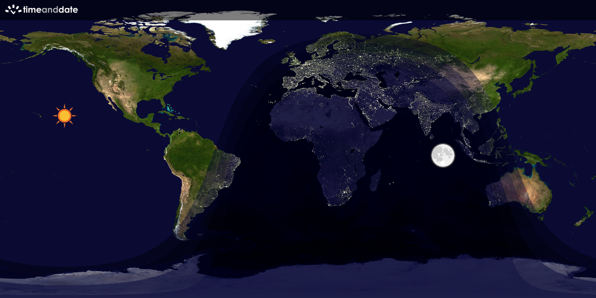 Verdenskart som viser dag og natt 