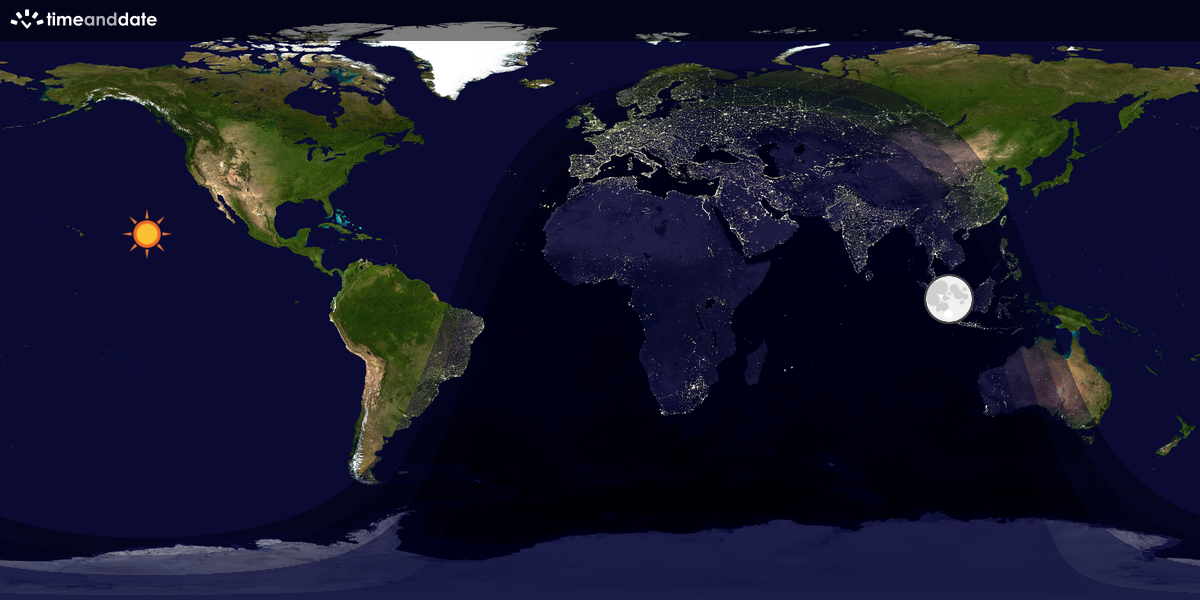 Verdenskart som viser dag og natt 