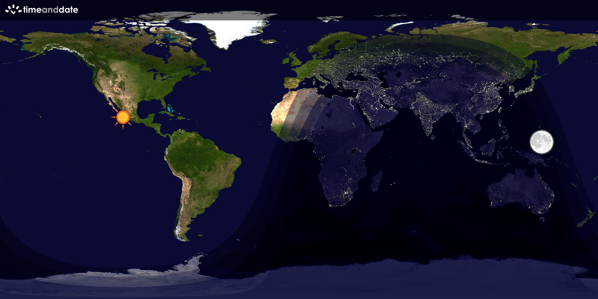 Verdenskart som viser dag og natt 