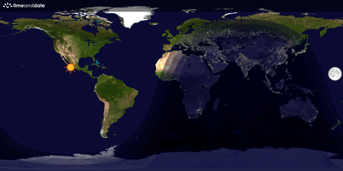 Verdenskart som viser dag og natt 