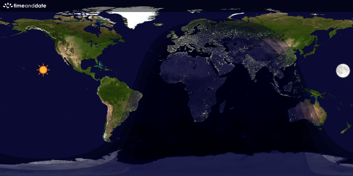 Verdenskart som viser dag og natt 